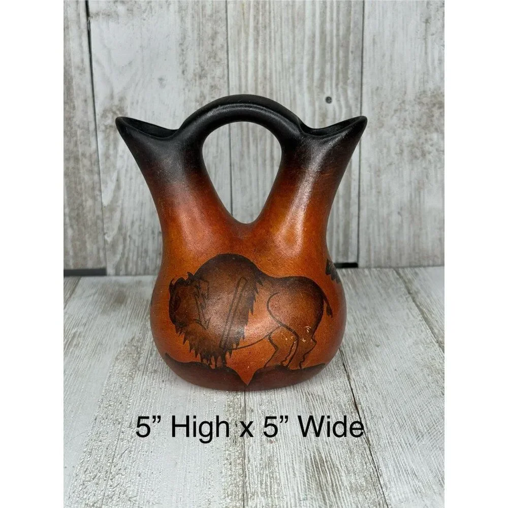 Vintage R.Galvan Signed Pottery Mexican Wedding Vase - Picture 3 of 7